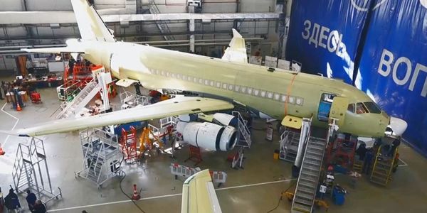 First fuselage of the SuperJet New Airliner assembled in Komsomolsk-on-Amur, Russia